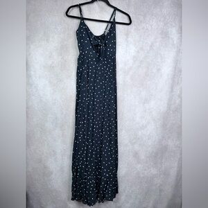 Kivari Polka Dot Tie Front Maxi Dress In Blue Women's Size XS
